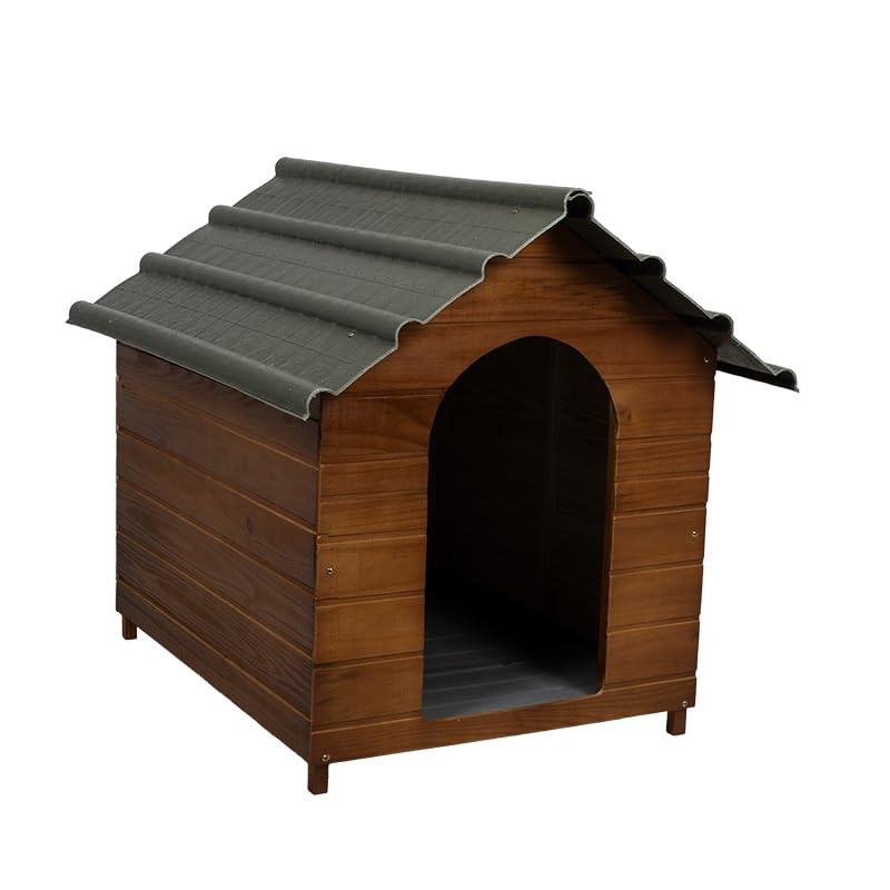 Beethoven Agropet Outdoor and Indoor Dog House, Cozy Wooden Pet Shelter for Dogs, Puppy, Cats, Dog Cave with Elevated Floor (Cherry Wood, Medium N4) - WoodArtSupply