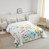 Erosebridal Spring Flower Comforter Set Twin Size, Beautiful Floral Bedding Set Natural Botanical Wildflower Quilt Rustic Farmhouse Duvet Insert for Teens Adult Women Bedroom, Aesthetic Decor Erosebridal