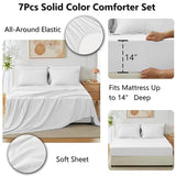 CozyLux King Comforter Set White, 7 Pieces Bed in a Bag Soft Bedding Comforter Set with Sheets, All Season Boho 7PC Bed Sets with Comforter, Fitted Sheets, Flat Sheets, Pillow Shams and Pillowcases CozyLux