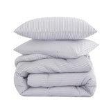 Wake In Cloud - Striped Comforter Set, 100% Cotton Fabric, Ticking Stripe Vertical Pinstripe Neutral Farmhouse Aesthetic, 3 Pieces Bedding Set, Gray, King Size Wake In Cloud
