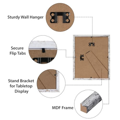 HORLIMER 8x10 Picture Frame Set of 15, Distressed White Picture Frames Display 8 by 10 Photo for Wall or Tabletop - WoodArtSupply