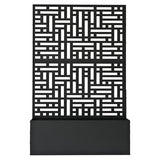Oakland Living 6 ft. X 4 ft. Black Freestanding Metal Privacy Screen Room Divider with Flower Box Oakland Living