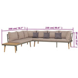 vidaXL 4-Piece Patio Lounge Set with Cushions - Brown/Gray Solid Acacia Wood Sectional Sofa Set - Durable Outdoor Conversation Furniture Set with Coffee Table vidaXL