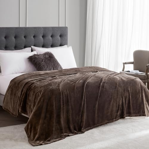 Hansleep Fleece Brown Full Blanket, Super Soft Flannel Fuzzy Plush Cozy Blanket for All Seasons, Brown, Full 84x90 Inches Hansleep