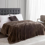 Hansleep Fleece Brown Full Blanket, Super Soft Flannel Fuzzy Plush Cozy Blanket for All Seasons, Brown, Full 84x90 Inches Hansleep