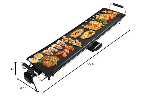 AEWHALE Electric Nonstick Extra Larger Griddle Grill-35" Teppanyaki Grill BBQ with Adjustable Temperature &Insulated Handles for Indoor/Outdoor AEWHALE
