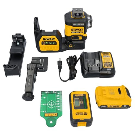 DEWALT 12V/20V MAX XR Line Laser, High Precision 3 X 360, Green, Battery and Charger Included (DCLE34033D1) DEWALT