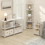 Furinno Turn-N-Tube Side Table, 3-Tier End Table with Open Shelf, Toolless Assembly Night Stand, Bedside Table, for Living Room, Bedroom, White Furinno