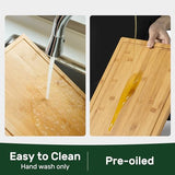 Bamboo Cutting Boards for Kitchen, Extra Large Wood Cutting Board with Deep Juice Groove and Handle Heavy Duty Chopping board, Kikcoin, 17.6" x 12" Kikcoin