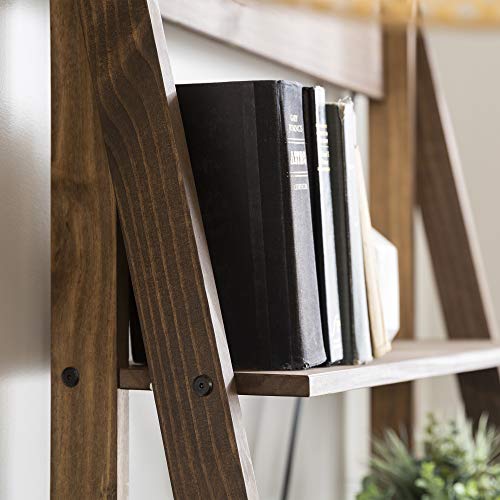 Stylish Brown Wood Bookcase with X Back Design - 4 Shelf Modern Farmhouse Storage Unit Walker Edison