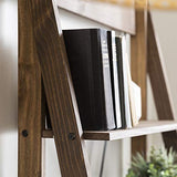 Stylish Brown Wood Bookcase with X Back Design - 4 Shelf Modern Farmhouse Storage Unit Walker Edison