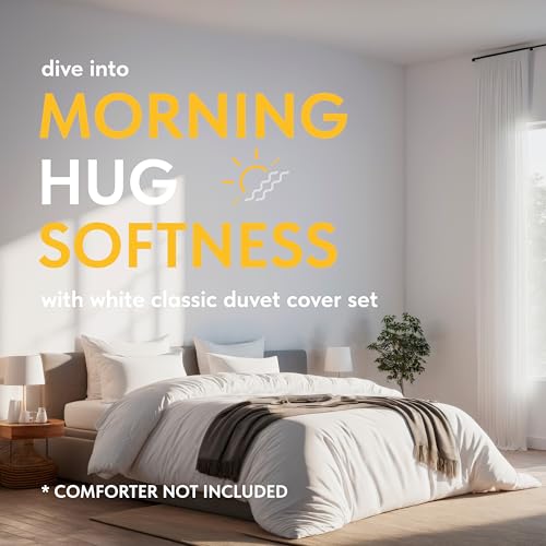 White Classic White Duvet Cover King Size, Microfiber Duvet Cover with Zipper, Set of 1 Down Comforter Cover with 2 Pillow Shams, Luxury Comforter Cover King Size | Comforter Not Included White Classic