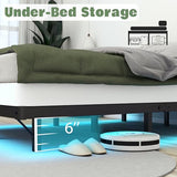 HusDream Floating Bed Frame Full LED Metal Platform Bed Frames 8 Inch Modern Bed with Charging Station,Heavy Duty Mattress Holder No Box Spring Needed,Stable & Anti-Noisy(8 Inch, Full) HusDream