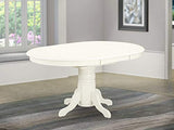 East West Furniture AVT-LWH-TP Avon Dining Room Table - an Oval kitchen Table Top with Butterfly Leaf & Pedestal Base, 42x60 Inch, Linen White East West Furniture