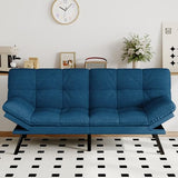AMICLIBER Futon Sofa Bed Convertible Couch, Blue Linen Sofa Bed with Memory Foam, Adjustable Backrest & Armrests, Multifunctional Small Loveseat Sleeper Sofa for Living Room, Apartment, Office AMICLIBER