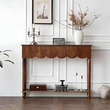 UACSYBH Wood Scalloped Console Table with 3 PCS Drawers, Narrow Entryway Table with Storage Shelf, Mid-Century Hallway Accent Table, Behind Couch Sofa Table Space-Saving (46.4" - 3 Drawers) UACSYBH