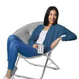 Urban Lifestyle Micromink Foldable Saucer Chair, Grey Urban Lifestyle