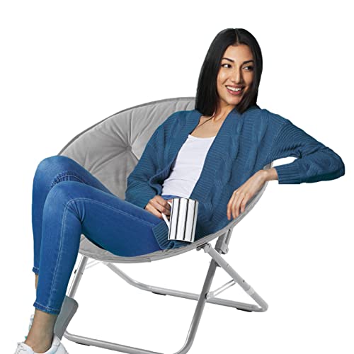 Urban Lifestyle Micromink Foldable Saucer Chair, Grey Urban Lifestyle
