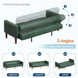 GarveeHome Futon Sofa Bed, 75-Inch Modern Faux Leather Convertible Couch, Mid-Century Loveseat for Small Space, Living Room, Bedroom, Green GarveeHome