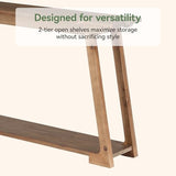 TRIBEWOOD Solid Wood Console Table, 63-Inch Long Couch Table Behind Sofa with 2-Tier Storage, Narrow Entryway Accent Furniture for Living Room, Hallway, Entrance, Foyer (Natural) TRIBEWOOD