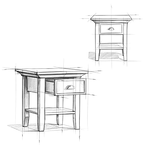 SIMPLIHOME Redmond SOLID WOOD 19 inch wide Square End Side Table in Rustic Natural Aged Brown with Storage, 1 Drawer and 1 Shelf, for the Living Room and Bedroom SIMPLIHOME