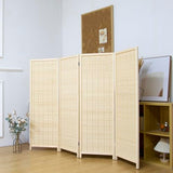 Pawlabay 4 Panel Short Panel Divider Screen,3.95 FT Tall Bamboo Room Divider Folding Privacy Screen,Short Panel Divider Freestanding Room Divider for Room Seperation,Beige PawlaBay