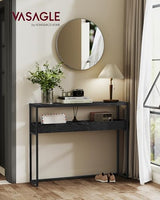 VASAGLE 2-Tier Entryway Table, Narrow Console Table, Semi-Open Compartments, 9.4 x 39.4 x 31.5 Inches, for Hallway, Living Room, Ebony Black and Ink Black ULNT091B01 VASAGLE