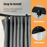 MaKefeile Room Divider Curtains with Flexible Ceiling Curtain Tracks Set,100% Blackout Floor to Ceiling Curtains Patio Sliding Door Curtains (Black Drape & Black Rail W 8.3 × H 7 FT) MaKefeile