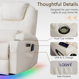 Dual Motor Power Swivel Rocker Recliner Chair with Heat and Massage,Electric Glider Rocking Chairs for Nursery,Theater Seating with LED Lights, USB A/USB C Ports for Living Room (1, Beige)