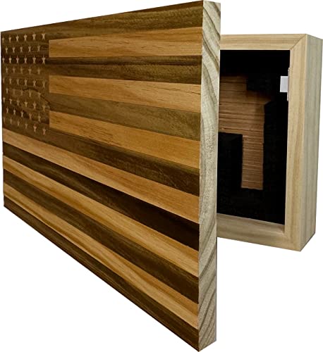 American Flag Concealed Gun Cabinet, Hidden Gun Storage American Flag (Natural) Bellewood Designs