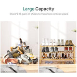 viewcare 3-Tier Long Shoe Rack, Bamboo Wood Shoe Rack for Closet, Entryway & Hallway, Stackable | Beautiful | Functional | Sturdy viewcare