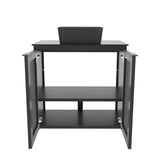 COZIMAX Umbu Combo Black Steel Bathroom Vanity Set 24" with Tempered Glass Countertop and Door, Black Square Ceramic Sink COZIMAX