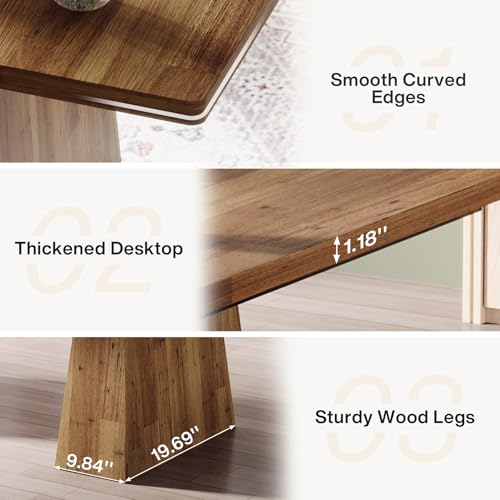 Tribesigns 63-Inch Executive Desk, Large Office Computer Desk with Double Pedestal, Modern Simple Workstations Writing Table Conference Table Business Furniture for Home Office, Light Brown Tribesigns