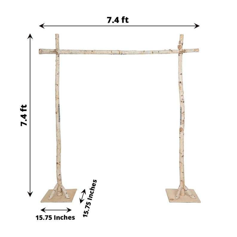 LANAZU 7.4ft Natural Birch Wood Wedding Arch, Square Backdrop Stand, Photography Stand, Rustic Wedding Arbor Decor, Wedding Backdrop, Ceremony Arch LANAZU