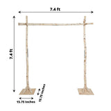 LANAZU 7.4ft Natural Birch Wood Wedding Arch, Square Backdrop Stand, Photography Stand, Rustic Wedding Arbor Decor, Wedding Backdrop, Ceremony Arch LANAZU