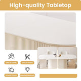 TreLined 70" Oval Dining Table Set for 6, 7-Piece Dining Set, Modern Dining Room Table with 6 Dining Chairs for Kitchen, Living Room, Bar, Large Oval Dinner Table, White TreLined