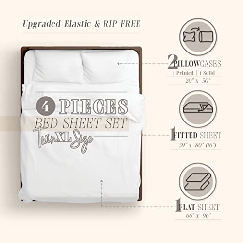 Elegant Comfort Amelia Paisley Printed 4-Piece Sheet Set, Deep Pocket 1500 Thread Count, Fade, Stain, and Wrinkle Resistant, Fitted Sheets with Smart Pockets, Paisley Sheet Set, Twin XL, Ash Gray Elegant Comfort