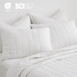 EVERGRACEHOME 100% Cotton Box Stitch Quilt Bedding Set King Size 3 Pieces, Garment-Washed Lightweight Soft Cozy Coverlet, Oversized Quilted Bedspread Sets with 2 Shams for All Season, Bright White EVERGRACEHOME
