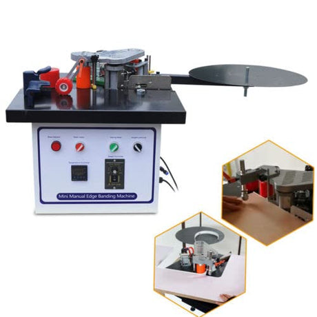 1200W Edge Banding Machine, Woodworking Portabl Double-Sided Coating Edge Bander Machine, Automatic Cutting for Straight and Curve Edge Sealing, Speed 2~6m / min DDYOOK