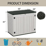 Greesum Outdoor Horizontal Resin Storage Sheds 34 Cu. Ft. Weather Resistant Resin Tool Shed, Extra Large Capacity Weather Resistant Box for Bike, Garbage Cans, Lawnmowe, Without Divider, White Greesum
