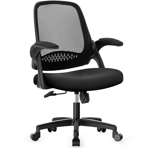 NEO CHAIR Office Desk Computer Gaming Ergonomic Chair with Lumbar Back Support Adjustable Height Swivel Wheels Flip-up Arms Mesh Chair for Home or Office (Black) NEO CHAIR