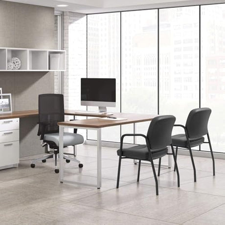 Devoko Waiting Room Office Reception Chairs Executive Leather Guest Chairs with Armrest Ergonomic Upholstered Lumbar Support Side Chairs (2 Pack) Devoko