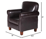 HomePop Youth Leatherette Club Chair, Dark Brown HomePop