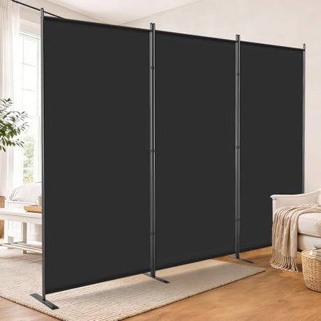 AKTOP Room Divider 3 Panel, Folding Fabric Wall Divider for Room Separation, Portable Room Partitions and Dividers 103"W x 70''H, Freestanding Privacy Screen for Office, Dorm, Studio, Classroom, Black AKTOP