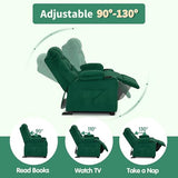 MCombo Big Kids Recliner for Ages 3+, Child Reclining Chair, Toddlers Recliner Sofa with Cup Holders (Velvet, Green)