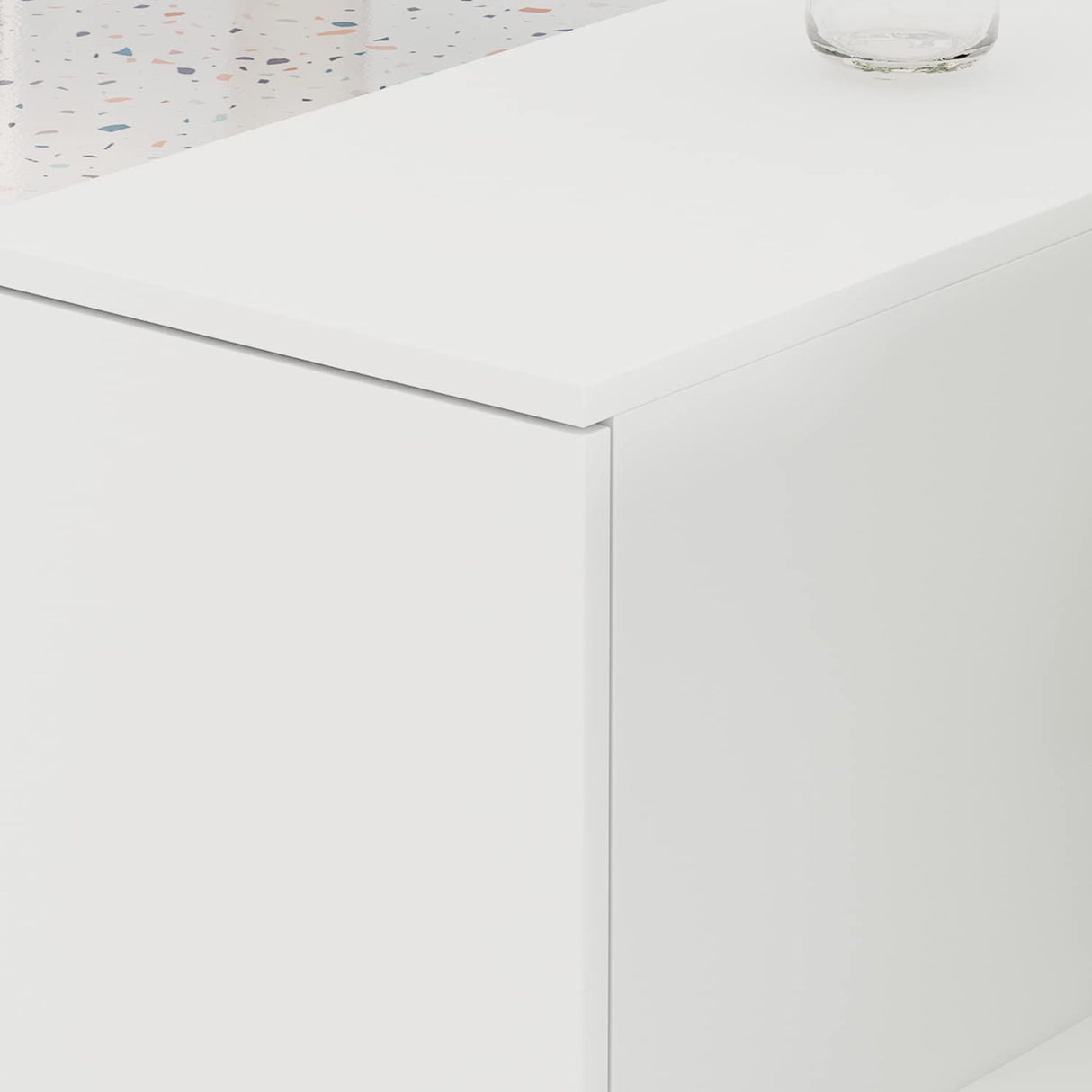 Homsee Modern Reception Desk Counter with 2 Lockable Doors & 6 Storage Compartments, Office Wooden Computer Desk with 2 Cabinets & Adjustable Shelves, White and Brown (70.9”L x 23.6”W x 43.3”H) Homsee