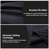 Lavsiry Black Quilt Twin Size with Striped Pattern, Lightweight Soft Summer Thin Microfiber Bedspread & Coverlet Bedding Set for All Seasons - 2 Piece(1 Quilt, 1 Pillow Sham) Lavsiry
