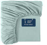 Fitted Twin XL Sheet - 4 Way Stretch Sheet with 360° Elastic Band - Upto 15" Deep Pocket Fitted Bottom Sheet - Ultra Soft, Fade Resistant, Breathable & Anti Shrink - Perfect for Dorm Rooms - Cool Blue LANE LINEN