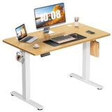 Sweetcrispy Electric Standing Desk Adjustable Height, 40x24 Inch Sit Stand Up Home Office Desks Computer Workstation PC Work Table with 3 Memory Preset Splice Wood Board Metal Frame, Oak Sweetcrispy