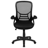 Flash Furniture Porter High Back Black Mesh Ergonomic Swivel Office Chair with Black Frame and Flip-up Arms Flash Furniture